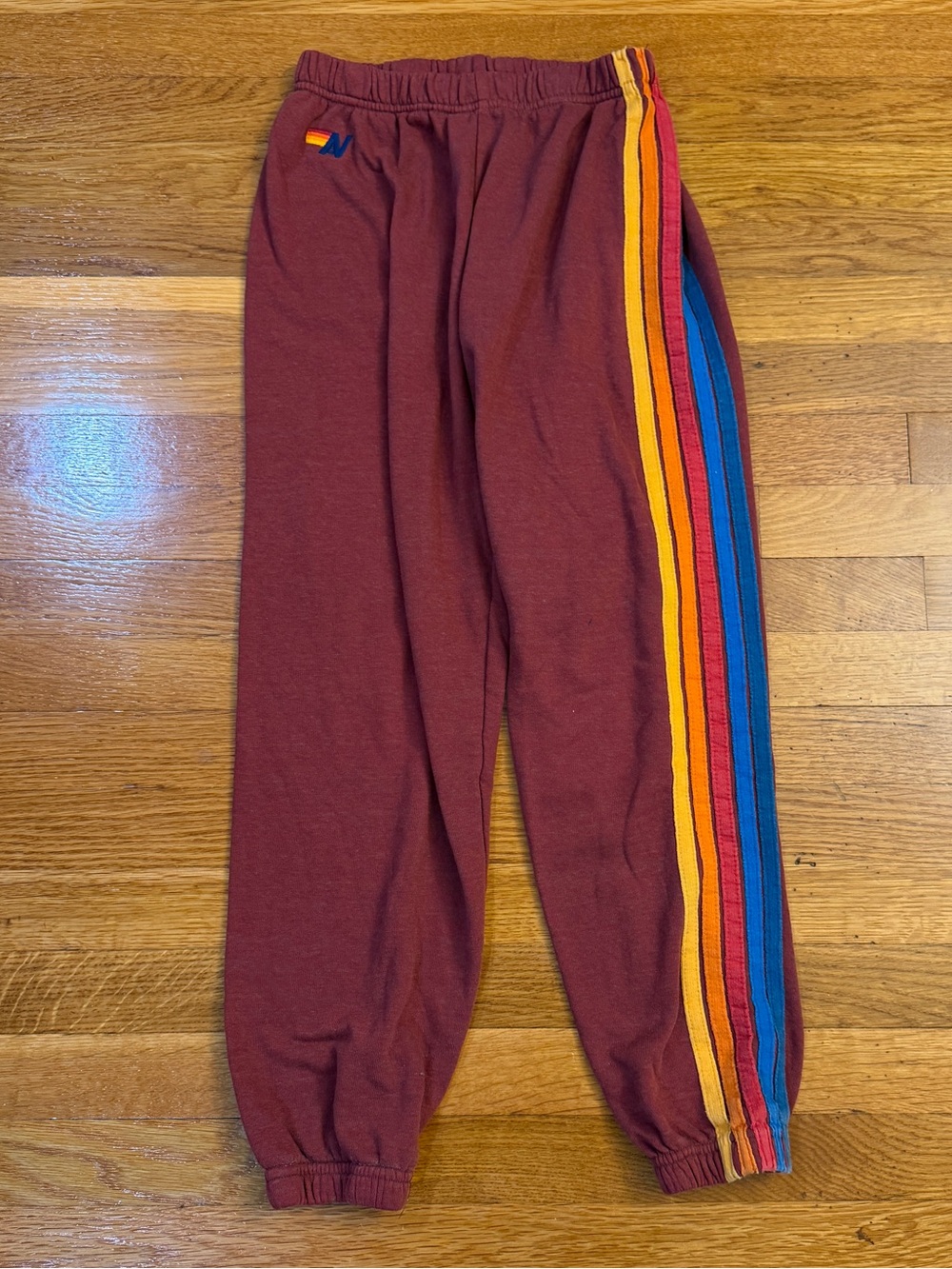 Aviator Nation 5-Stripe Sweatpants in Red/Maroon - Size Small